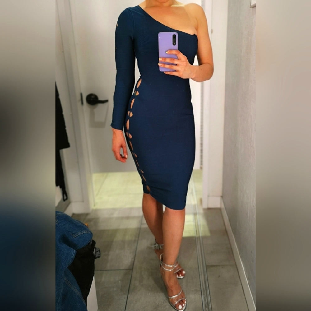 Bandage dress- Marciano- Cobalt Blue. Cut Out Detail